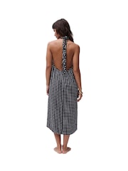 Chantelle Monica Halta Neck Cotton Beach Black Polka Dot Dress - Image 3 of 4