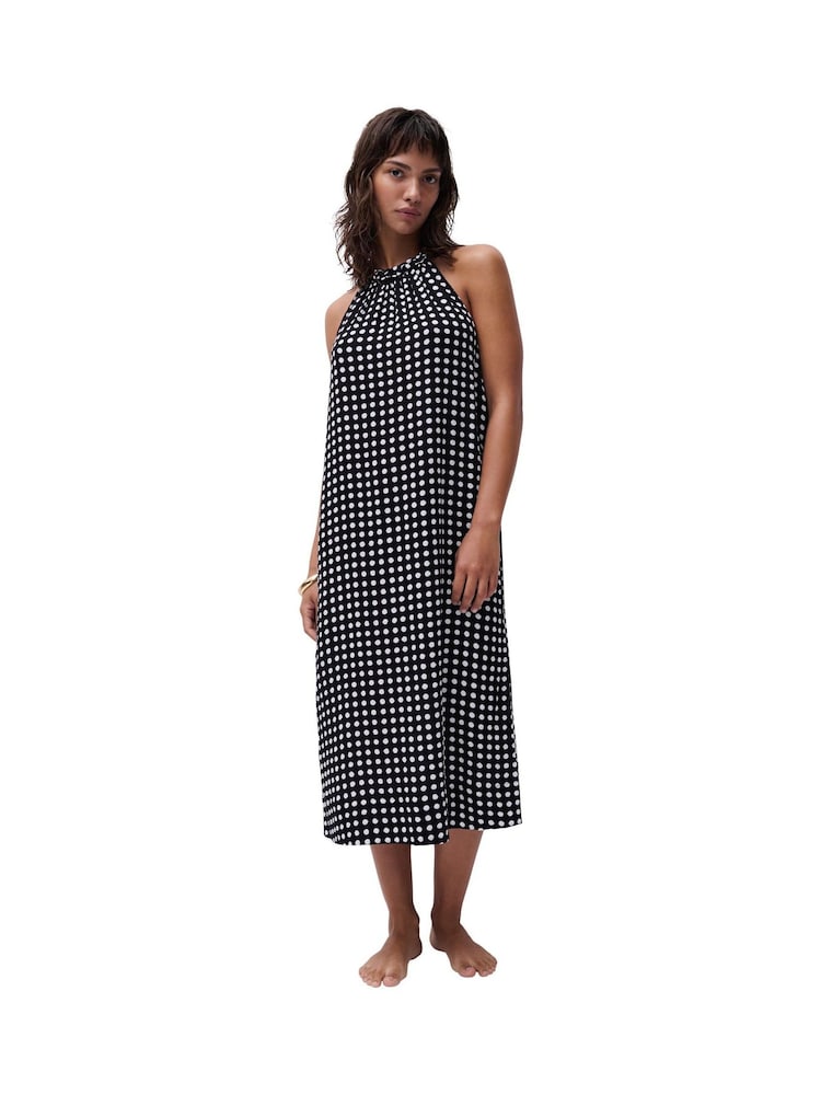 Chantelle Monica Halta Neck Cotton Beach Black Polka Dot Dress - Image 4 of 4 Chantelle Monica Halta Neck Cotton Beach Black Polka Dot Dress - Image 4 of 4