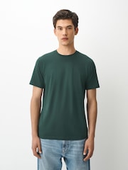 Green Slim Fit Essential Crew Neck Cotton T-Shirt - Image 1 of 8