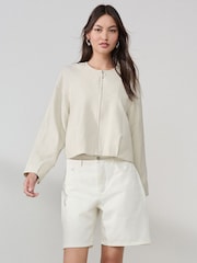 White Bermuda Denim Jort Shorts - Image 1 of 8