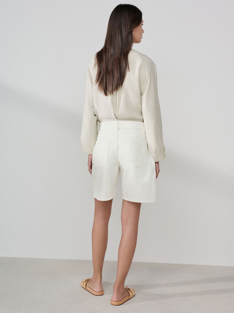 White Bermuda Denim Jort Shorts - Image 2 of 8 White Bermuda Denim Jort Shorts - Image 2 of 8