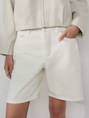 White Bermuda Denim Jort Shorts - Image 3 of 8