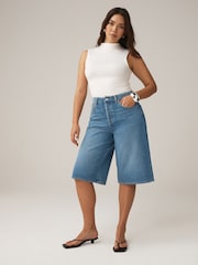 Bleu moyen - Short Hourglass Bermuda en jean Jorts - Image 1 de 7