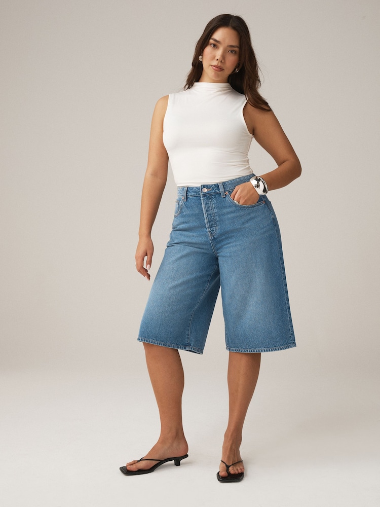 Bleu moyen - Short Hourglass Bermuda en jean Jorts - Image 1 de 7