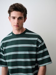 Green Striped Heavy Weight T-Shirt - Image 1 of 7