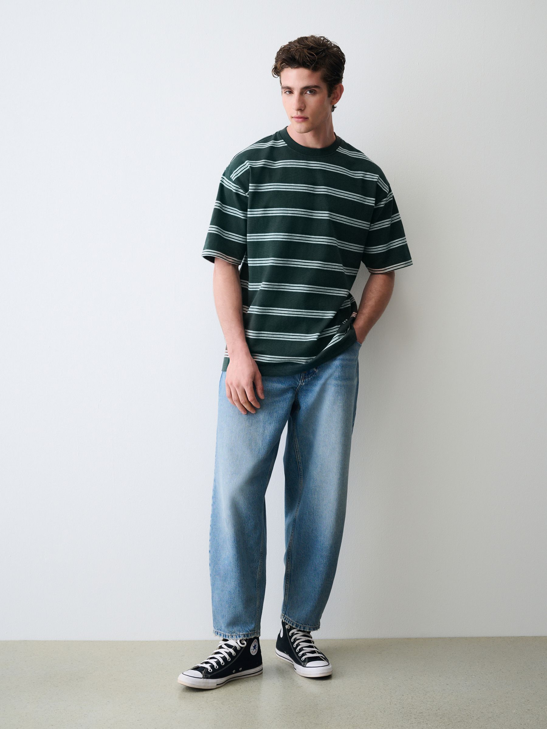 Buy Green Striped Heavy Weight T-Shirt from Next USA