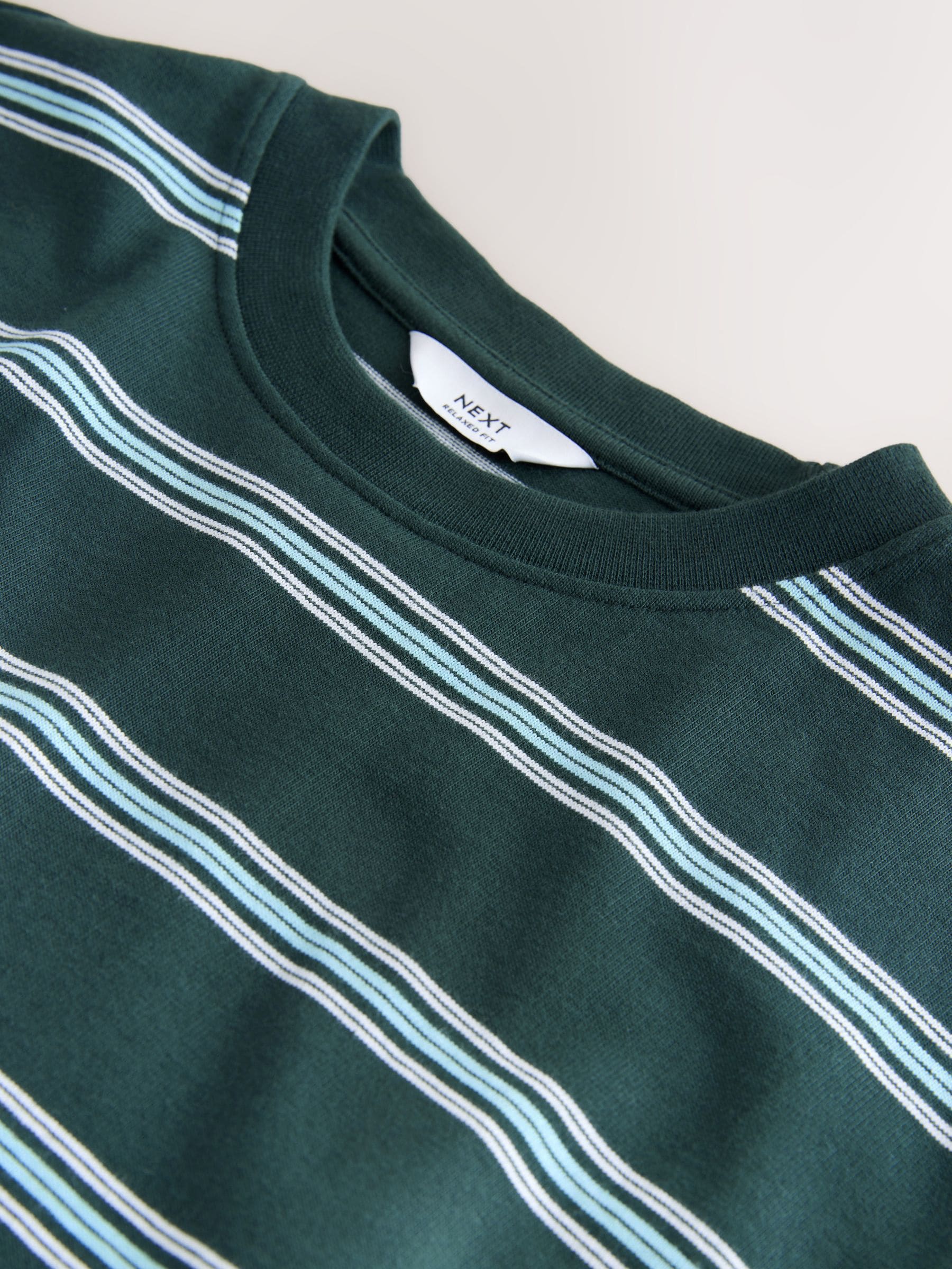 Buy Green Striped Heavy Weight T-Shirt from Next USA
