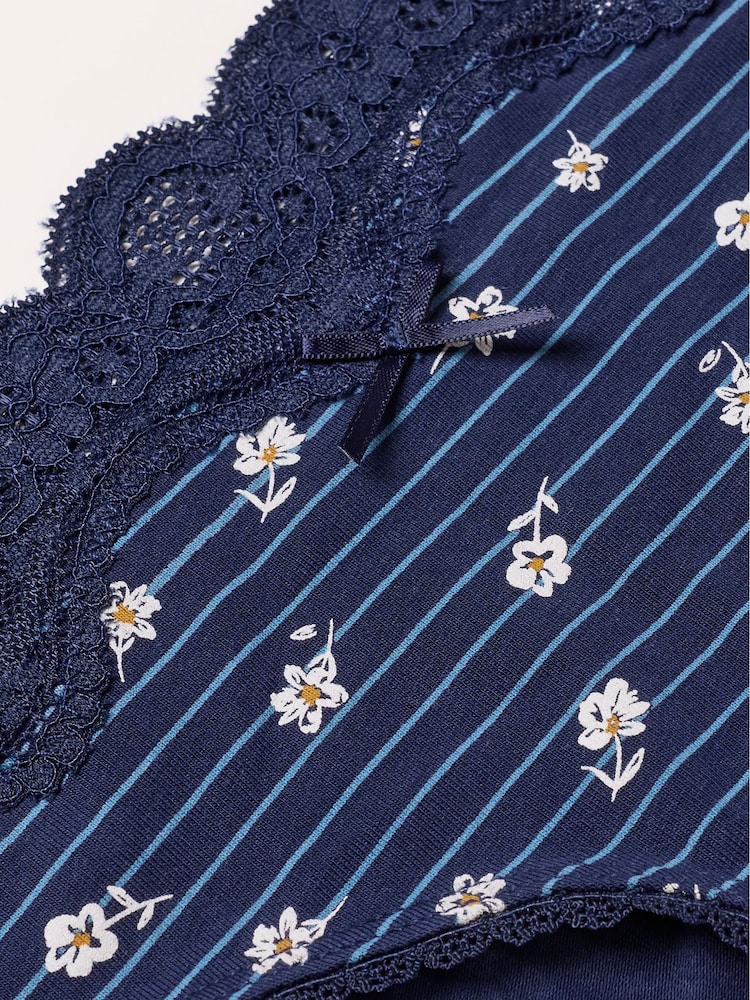 FatFace Navy Stripe Floral Classic Knickers - Image 2 of 2