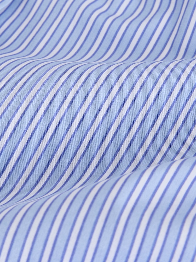 Blue/White Stripe Fitted Stretch Essential Long Sleeve Shirt - Image 7 of 7