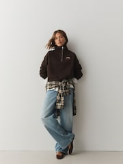 Brown Autumnal Graphic Quarter Zip Sweatshirt - Image 3 of 8