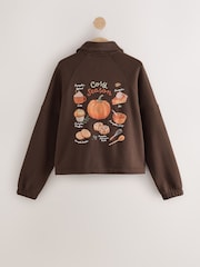 Brown Autumnal Graphic Quarter Zip Sweatshirt - Image 6 of 8