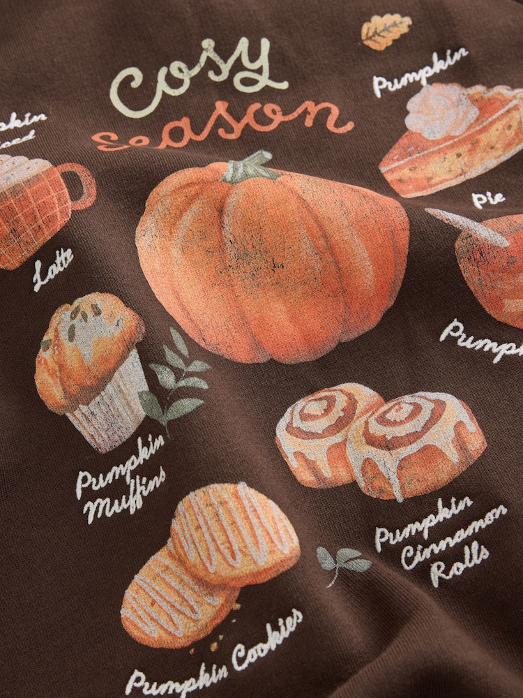 Brown Autumnal Graphic Quarter Zip Sweatshirt - Image 8 of 8