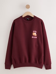 Burgundy Red Autumnal Graphic Sweatshirt - Image 1 of 6