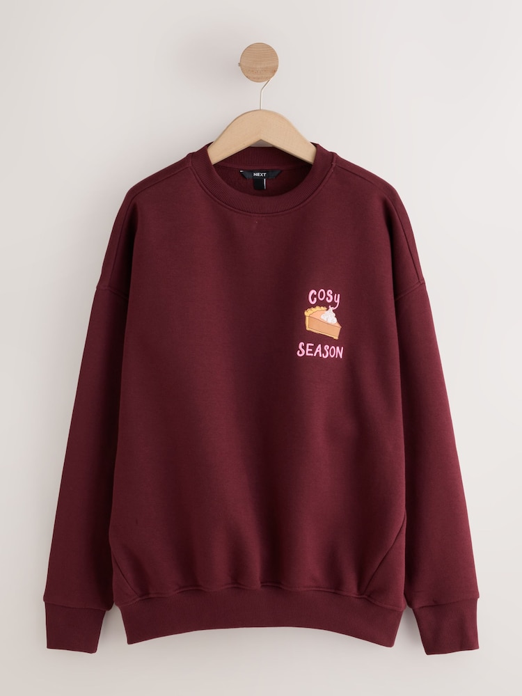 Burgundy Red Autumnal Graphic Sweatshirt - Image 1 of 6