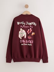 Burgundy Red Autumnal Graphic Sweatshirt - Image 2 of 6
