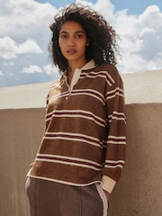 Brown Striped Cosy Rugby Top - Image 3 of 7