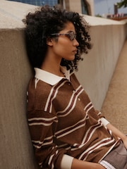 Brown Striped Cosy Rugby Top - Image 4 of 7