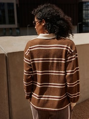 Brown Striped Cosy Rugby Top - Image 5 of 7