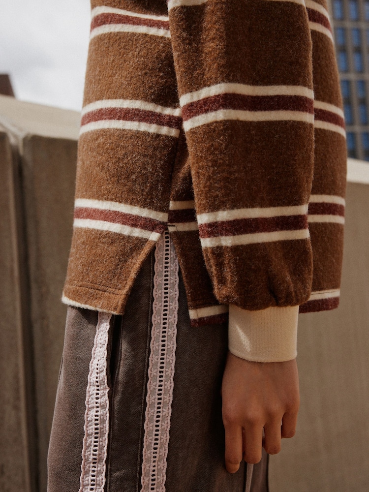 Brown Striped Cosy Rugby Top - Image 7 of 7 Brown Striped Cosy Rugby Top - Image 7 of 7