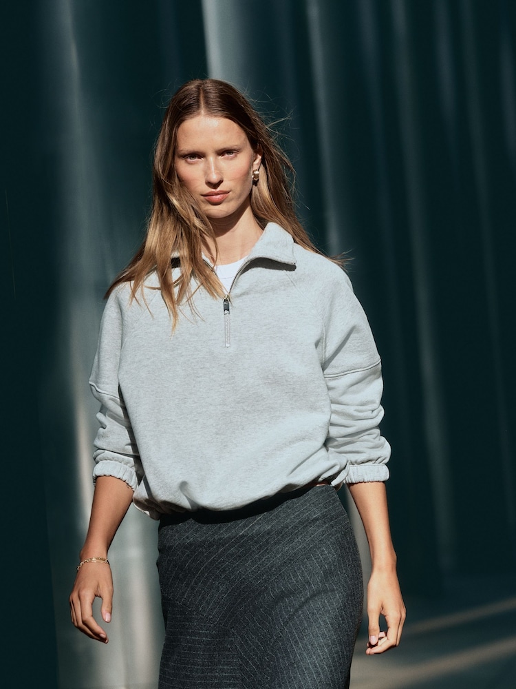 Grey Quarter Zip Sweatshirt - Image 2 of 5 Grey Quarter Zip Sweatshirt - Image 2 of 5