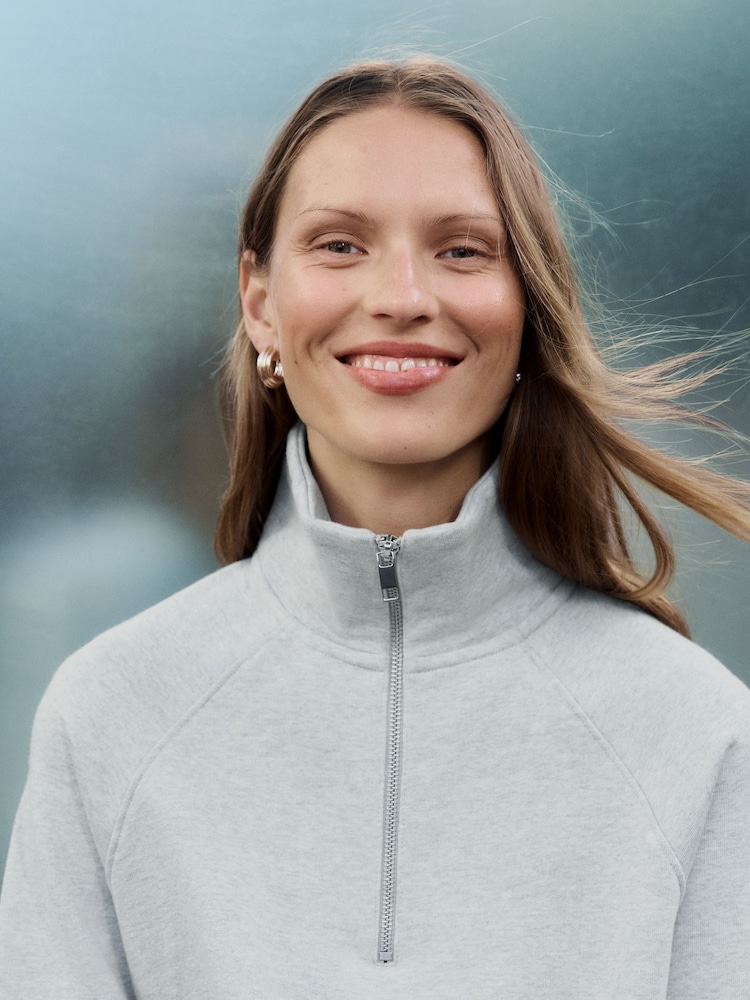 Grey Quarter Zip Sweatshirt - Image 5 of 5 Grey Quarter Zip Sweatshirt - Image 5 of 5