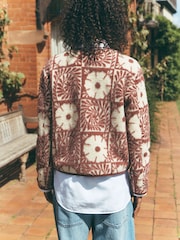 Pink Floral National Trust X Next Button Through Tile Print Borg Jacket - Image 2 of 4