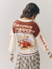 Cream Pumpkin Graphic Knitted Jumper - Image 1 of 11