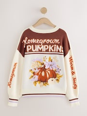 Cream Pumpkin Graphic Knitted Jumper - Image 8 of 11