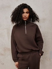 Chocolate Brown Quarter Zip Sweatshirt - Image 1 of 8