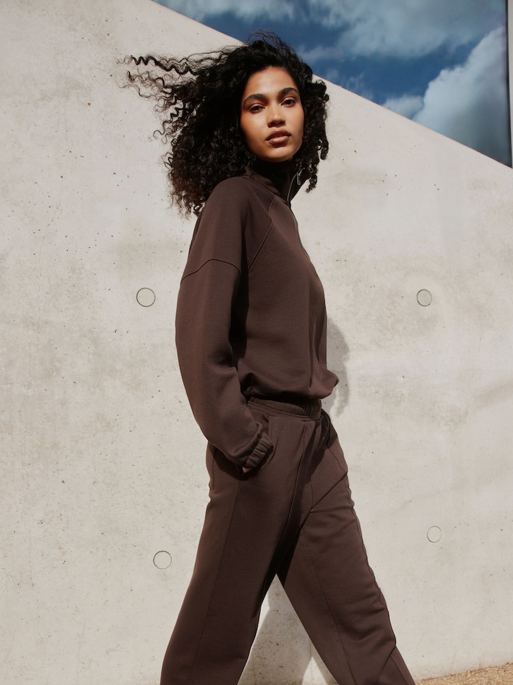 Chocolate Brown Quarter Zip Sweatshirt - Image 2 of 8 Chocolate Brown Quarter Zip Sweatshirt - Image 2 of 8