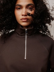 Chocolate Brown Quarter Zip Sweatshirt - Image 5 of 8