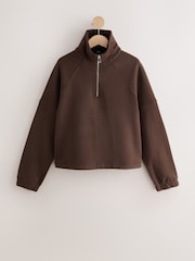 Chocolate Brown Quarter Zip Sweatshirt - Image 7 of 8