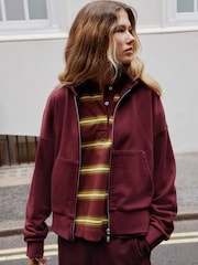 Burgunderrot - Hoodie mit durchgehendem Reißverschluss - Bild 1 von 9