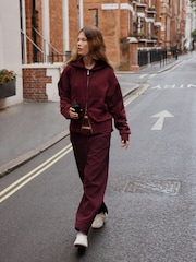 Burgunderrot - Hoodie mit durchgehendem Reißverschluss - Bild 2 von 9