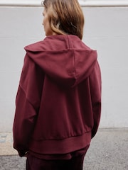 Burgunderrot - Hoodie mit durchgehendem Reißverschluss - Bild 5 von 9