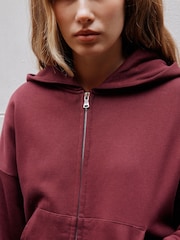 Burgunderrot - Hoodie mit durchgehendem Reißverschluss - Bild 6 von 9
