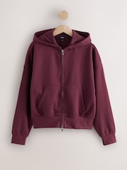 Burgunderrot - Hoodie mit durchgehendem Reißverschluss - Bild 7 von 9