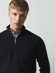 Noir/Gris - Essential Textured Quarter Zip Jumper 2 Pack - Image 4 de 10