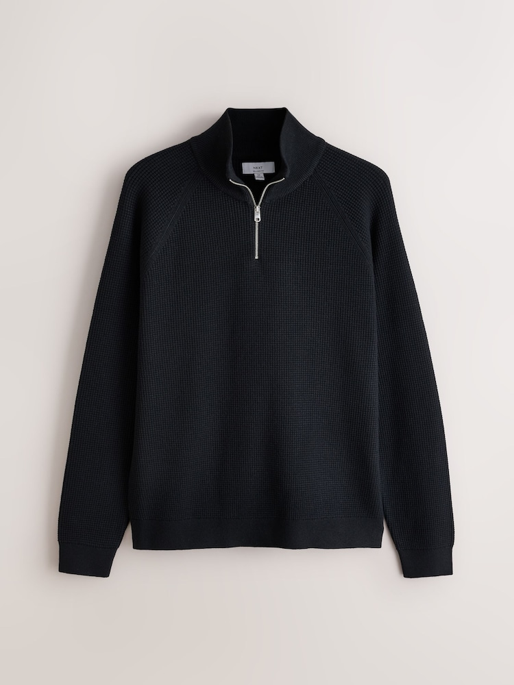 Black/Grey Textured Quarter Zip Jumper 2 Pack - Image 7 of 7
