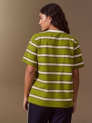 Green Stripe Heavyweight Crew Neck T-Shirt - Image 4 of 8