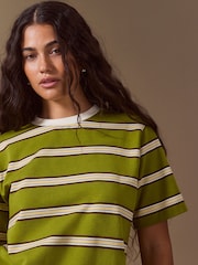 Green Stripe Heavyweight Crew Neck T-Shirt - Image 5 of 8