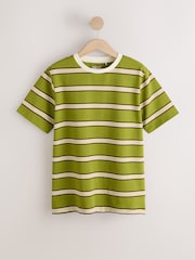 Green Stripe Heavyweight Crew Neck T-Shirt - Image 6 of 8