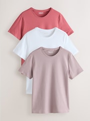 Grey/White/Stripe Slimline Crew Neck T-Shirts 3 Pack - Image 1 of 5