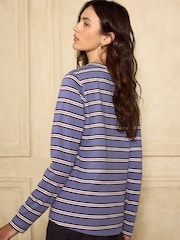 Blue Stripe Long Sleeve Stripe Crew Neck T-Shirt - Image 5 of 9