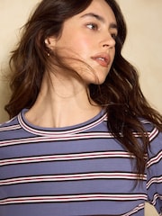 Blue Stripe Long Sleeve Stripe Crew Neck T-Shirt - Image 6 of 9