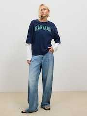 Navy Relaxed Fit Layered Long Sleeve T-Shirt - Image 2 of 5