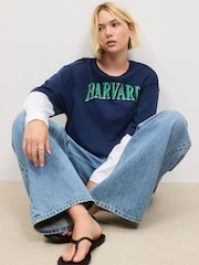 Navy Relaxed Fit Layered Long Sleeve T-Shirt - Image 3 of 5