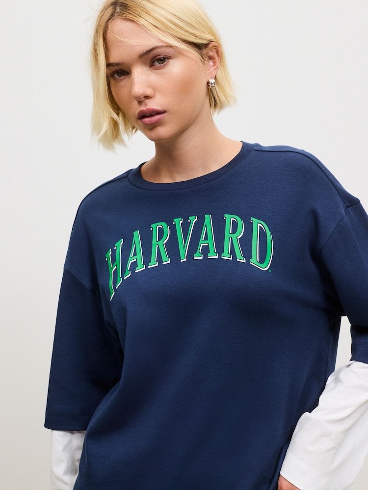 Navy Relaxed Fit Layered Long Sleeve T-Shirt - Image 5 of 5 Navy Relaxed Fit Layered Long Sleeve T-Shirt - Image 5 of 5