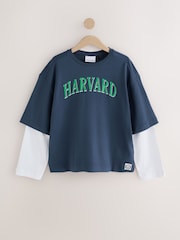Navy Relaxed Fit Layered Long Sleeve T-Shirt - Image 6 of 9