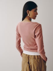 Purple Ribbed Henley Layer Long Sleeve Top - Image 3 of 7